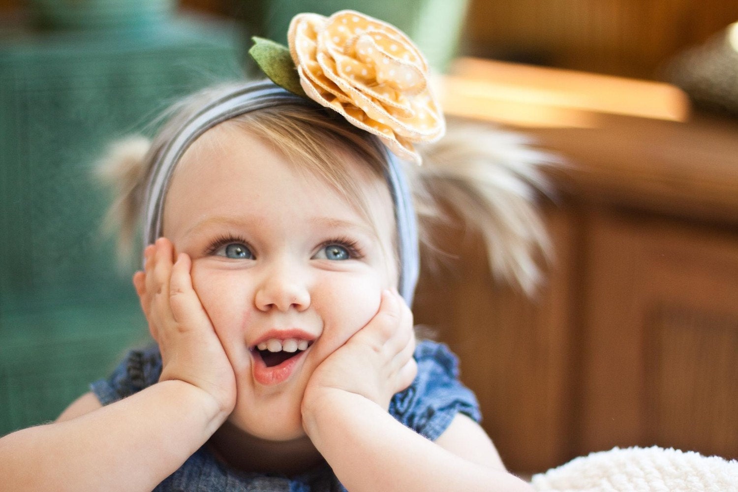 designer blossom SNUGARS yellow polka dot headband hair band hat beanie cap baby infant toddler girl newborn