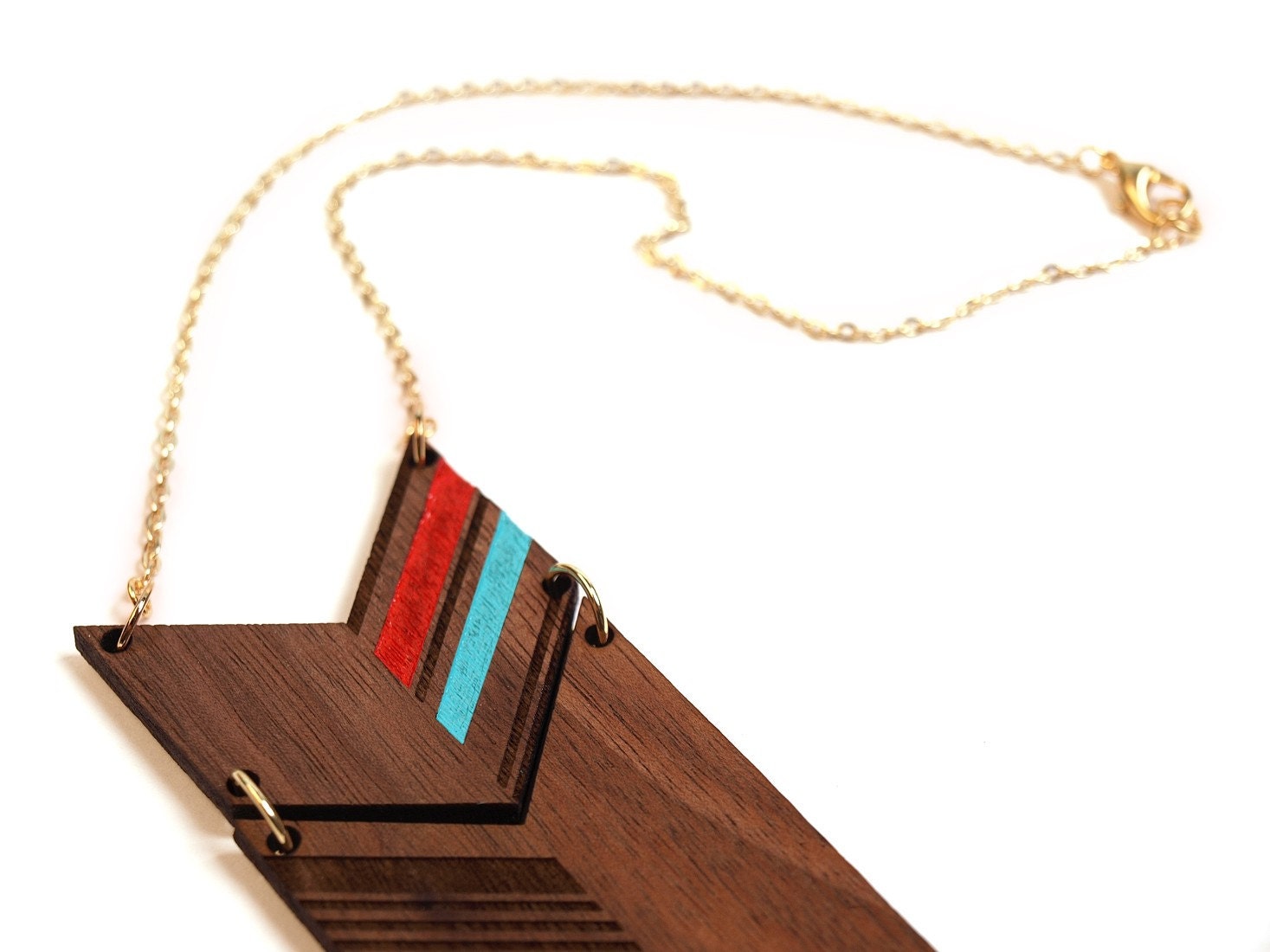 NEW LENGTH  COLO - Laser cut, walnut necklace, color 30"