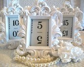 12 WEDDING TABLE NUMBER Picture Frames-Ornate Vintage Small Photo Frames 1-15 Chalkboard Vinyl-5 Colors-Wedding-Reception