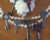 KEYS-77 Adorable Vintage Inspired Keys-Stamped Metal-Word Keys-Seating Charts-Weddings-Receptions-Escort Boards-Wedding Favors-Save the Date