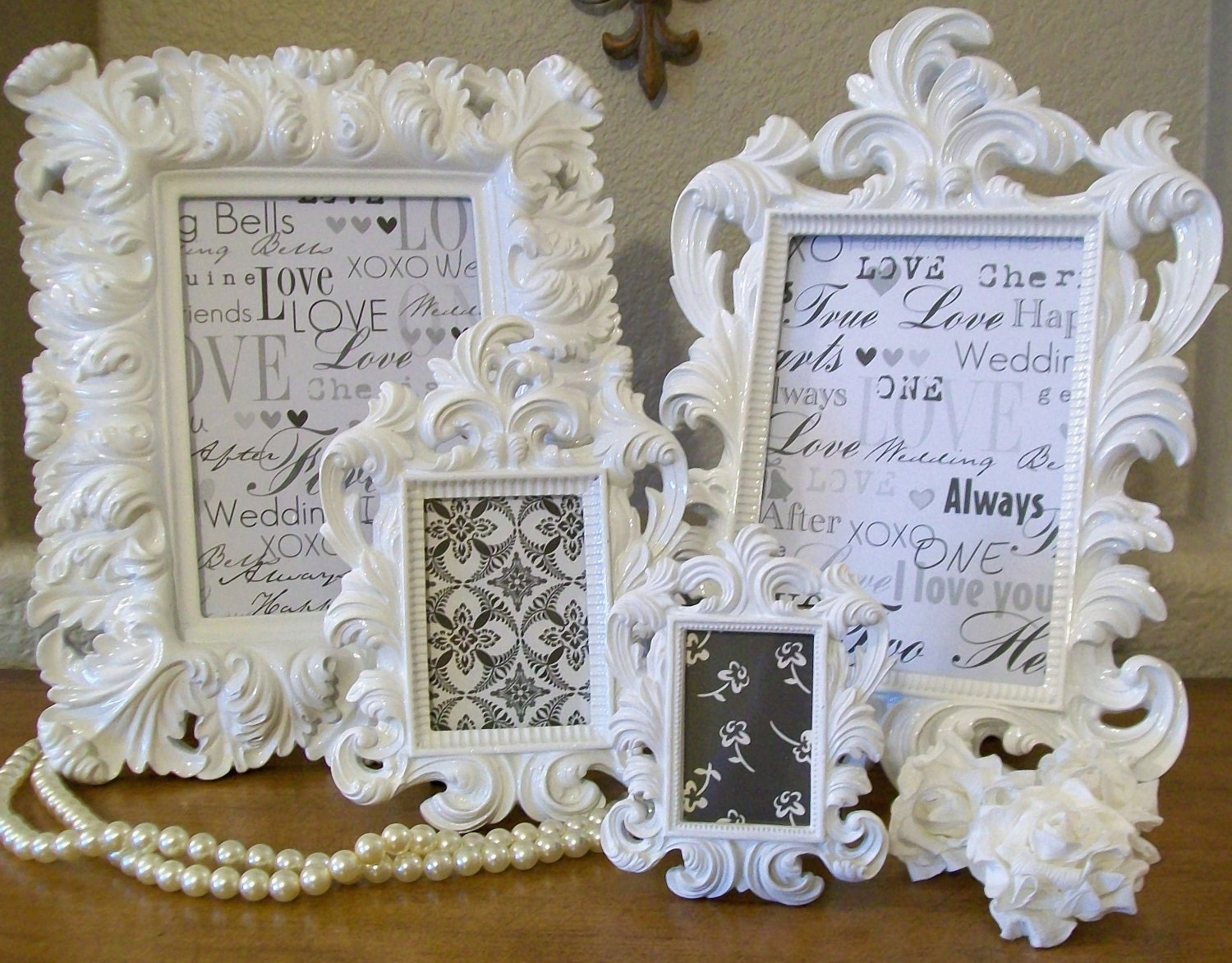 Set of 4 Wedding Table Numbers Frames-White or Black-Ornate Vintage Baroque Frames-Chalkboard Signs-Chalkboard Vinyl-Wedding-Picture Frames