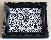 Baroque Ornate Vintage Frame-Photo Frame-Picture Frame-8x10 & 5x7 in ONE-Black Gloss-Hot Pink- Black and White Damask-Magnetic Memo Board