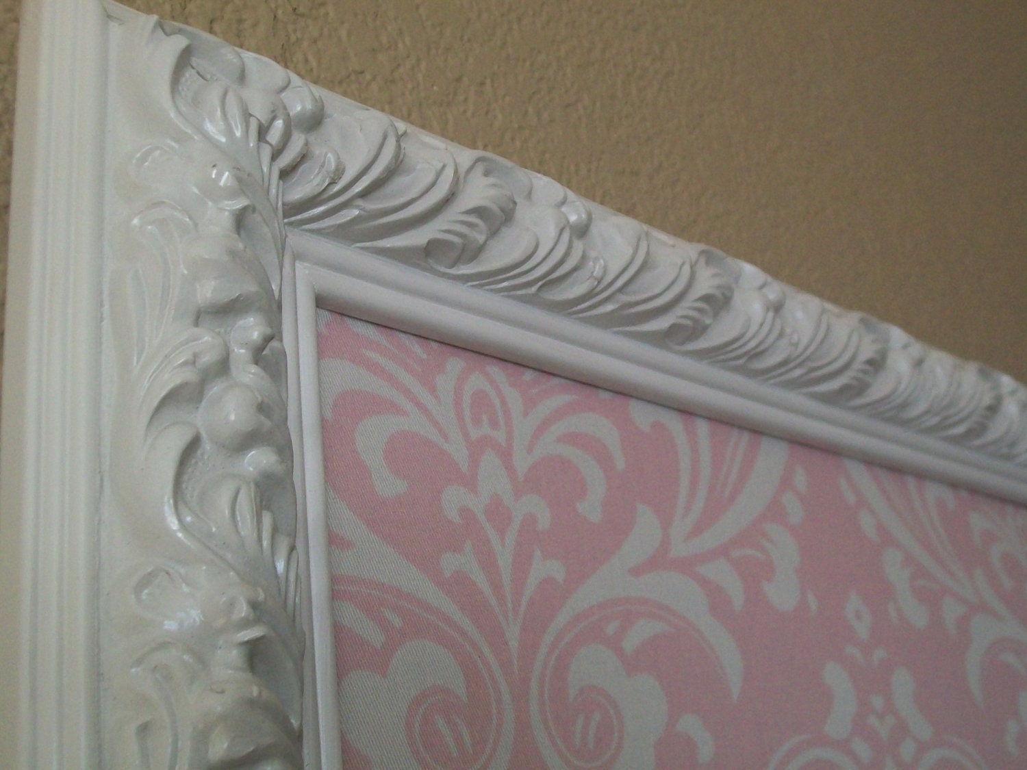WEDDING SEATING CHART-Pink and White Damask Baroque Ornate Framed Corkboard Magnetic Board-35x27 Magnet Board Nursery Shabby Chic Frames