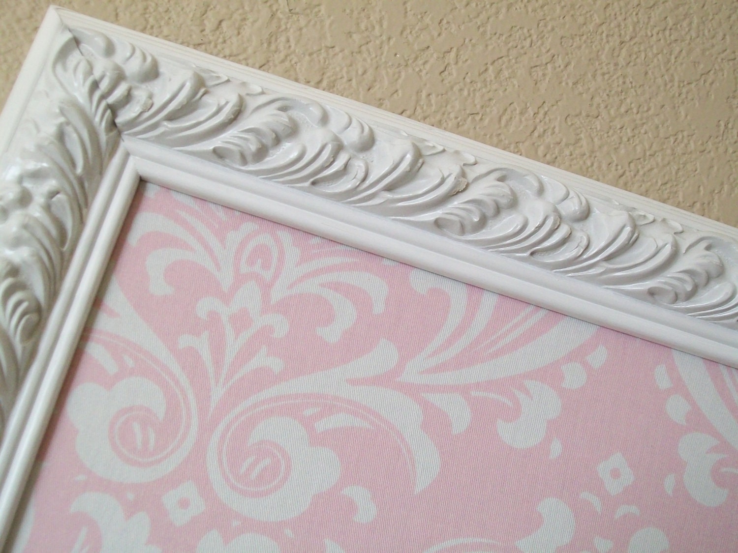 WEDDING SEATING CHART-Pink and White Damask Baroque Ornate Framed Corkboard Magnetic Board-35x27 Magnet Board Nursery Shabby Chic Frames