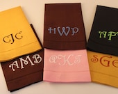 Three Initials Monogram Embroidered Linen/Cotton Hemstitched Guest Hand Towel