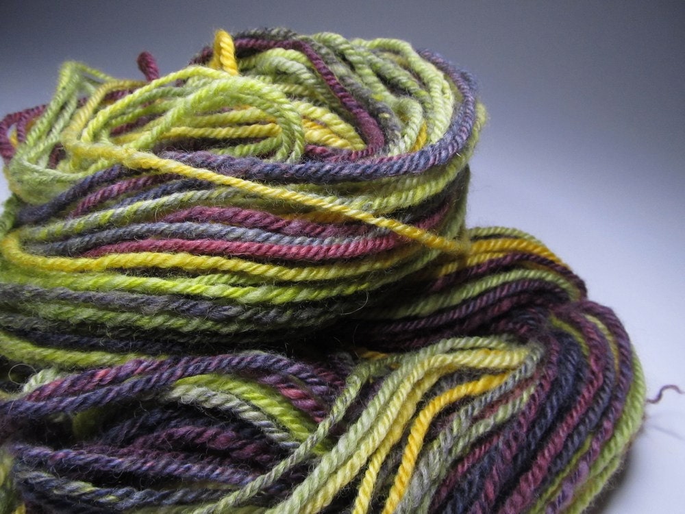 Shaggy, Hand Dyed, Handspun, Navajo Plied, BFL Yarn, Over 150 Yards