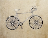 Grunge Bicycle - Pen and Ink Illustration - 5 x 7 - Print