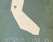 I Heart California - 8 x 10 - Illustration Print
