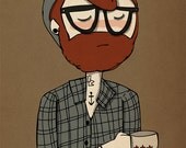 Coffee Shop Boy - 8 x 10 Illustration Print