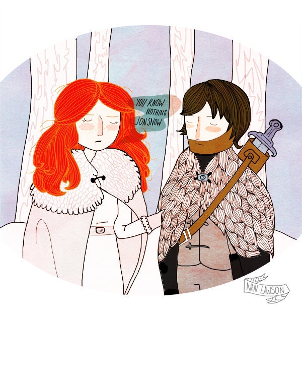 You Know Nothing Jon Snow - 5 x 7 Illustration Print