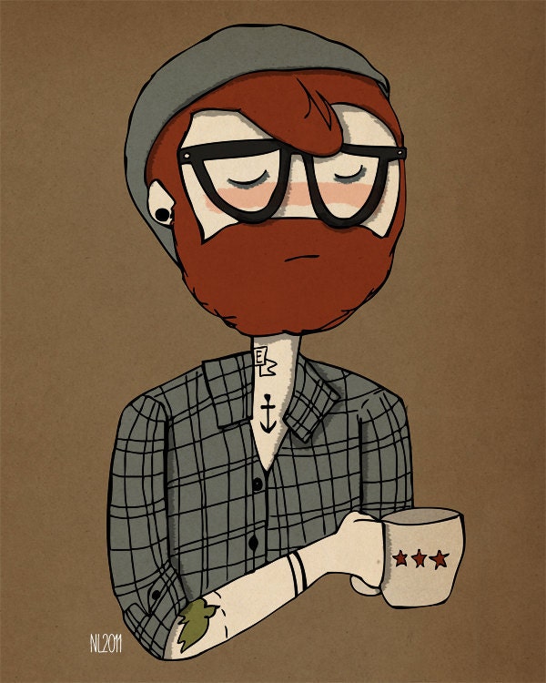 Coffee Shop Boy - 8 x 10 Illustration Print