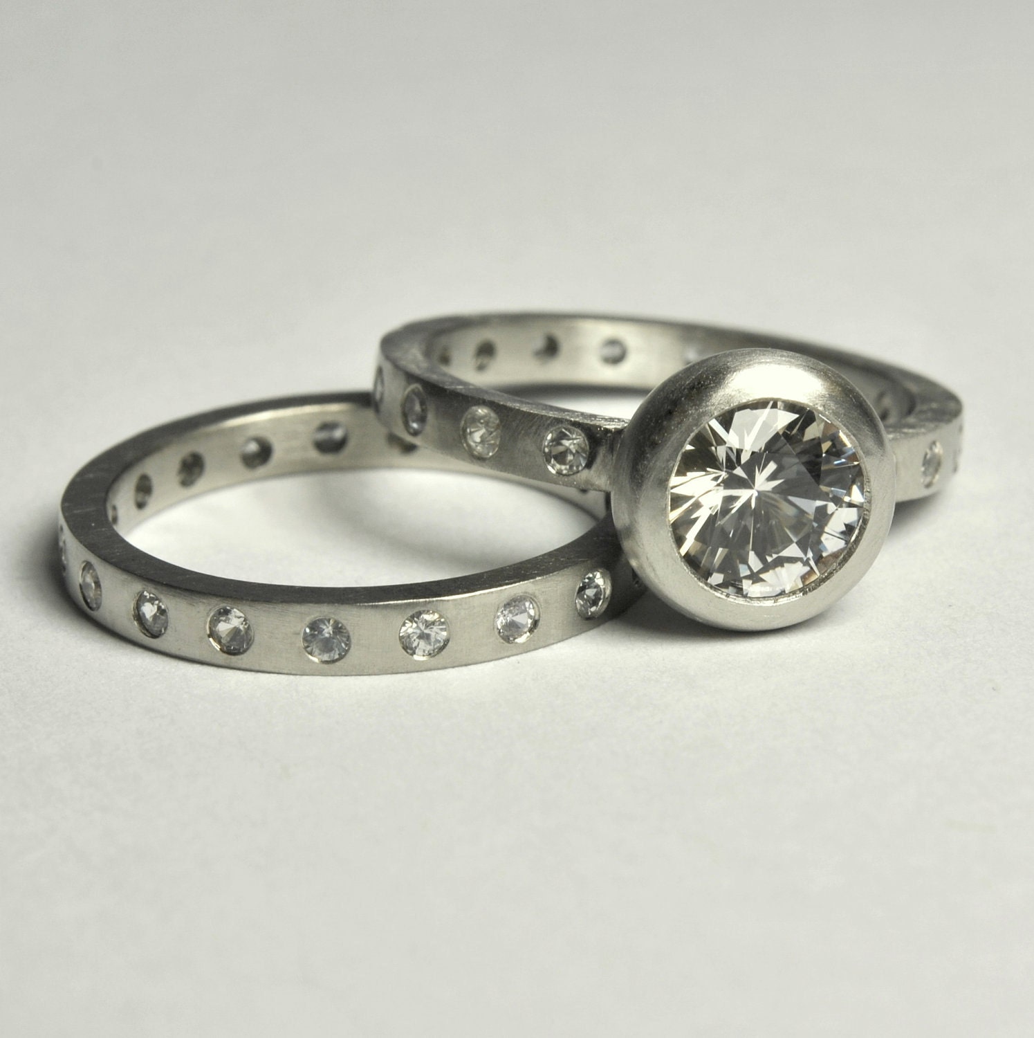 Brilliant Moissanite Set- 1.5  Solitaire Carat Center Stone