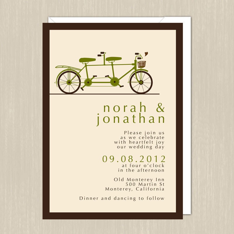 Tandem Bicycle Wedding Invitations