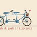 Personalized Wedding Gift - Tandem Bicycle Print
