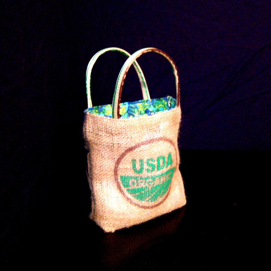 USDA Organic Burlap Coffee Bag Mini Snap Tote