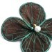 Botanical Hair Pin-  Your Choice of Hair Clip, Bobby Pin, or Brooch- Brown with Teal Embroidery- Flower Hair Clip