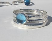 Swiss Blue 5mm. Topaz Silver Stacking Ring