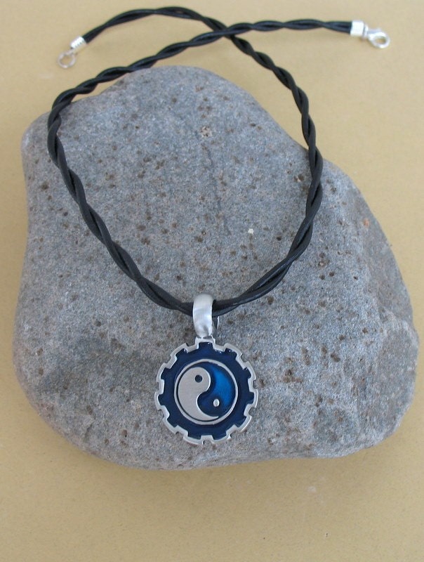 Yin/Yang Necklace, Womens or Mens Necklace, Unisex Black Leather Cord