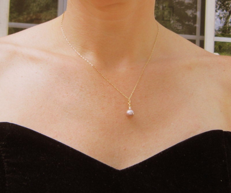 Champagne Necklace Set Bridesmaids Gold Almond Pearl and Gold Crystal, Simply Golden