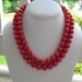 Chunky Necklace Coral Statement with Large Beads, Double Serendipity