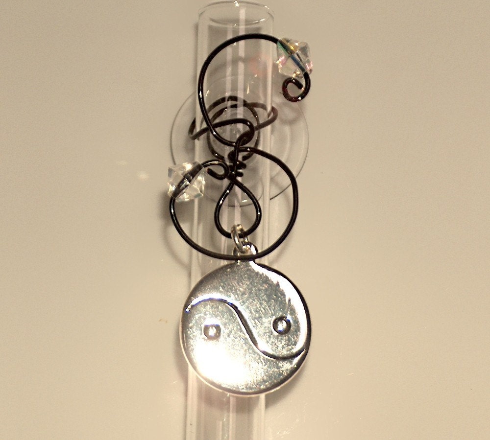 yin yang glass vase w/suction cup bud vase for window hanging rooter vase