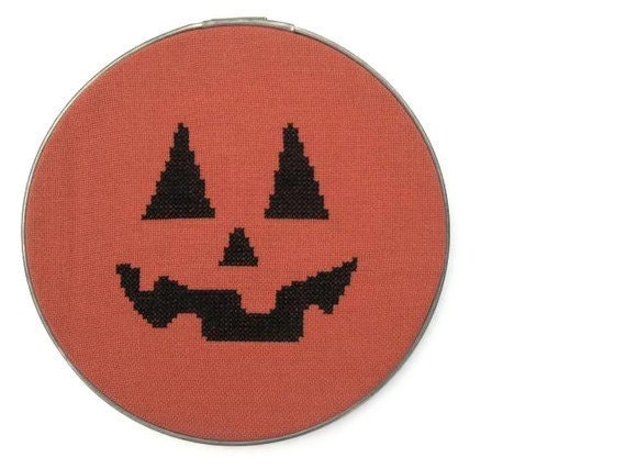 Jack-o-lantern modern cross stitch pattern