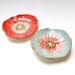 Ceramic Poppy tea bag holder, spoon rest, ring holder tray handmade Red and Ice Crystal Blue