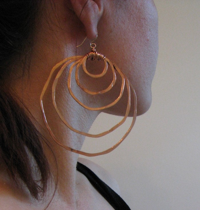 Large Copper Hoops earrings - handmade copper jewelry