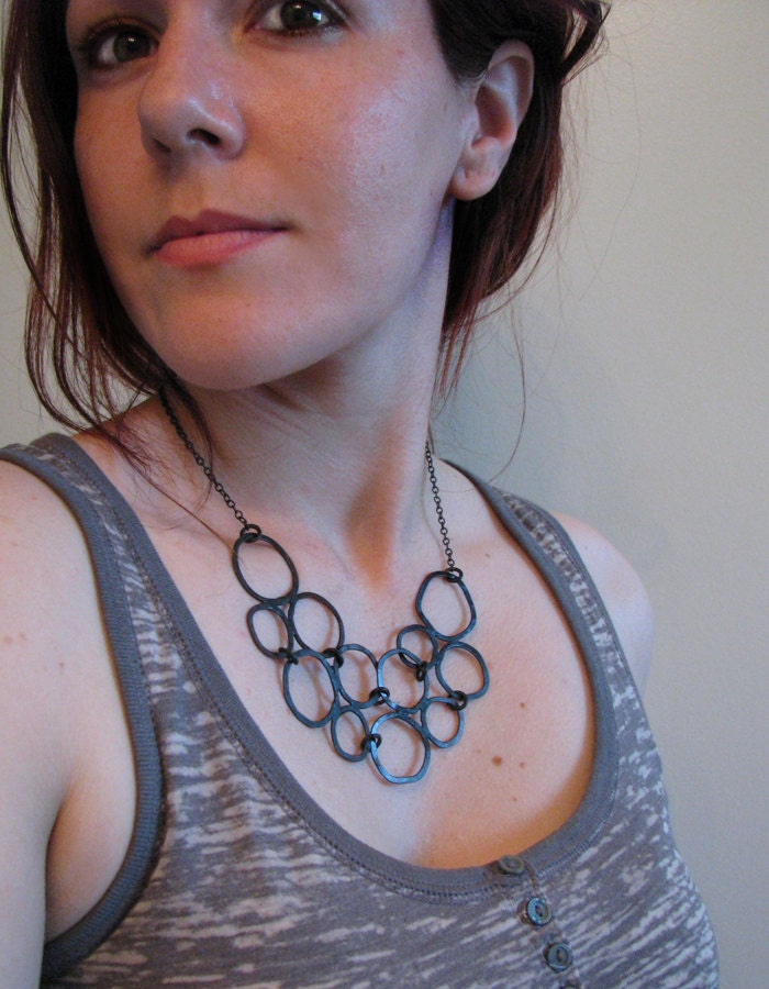 Metal Lace Necklace Design - Copper Necklace - blackened copper jewelry