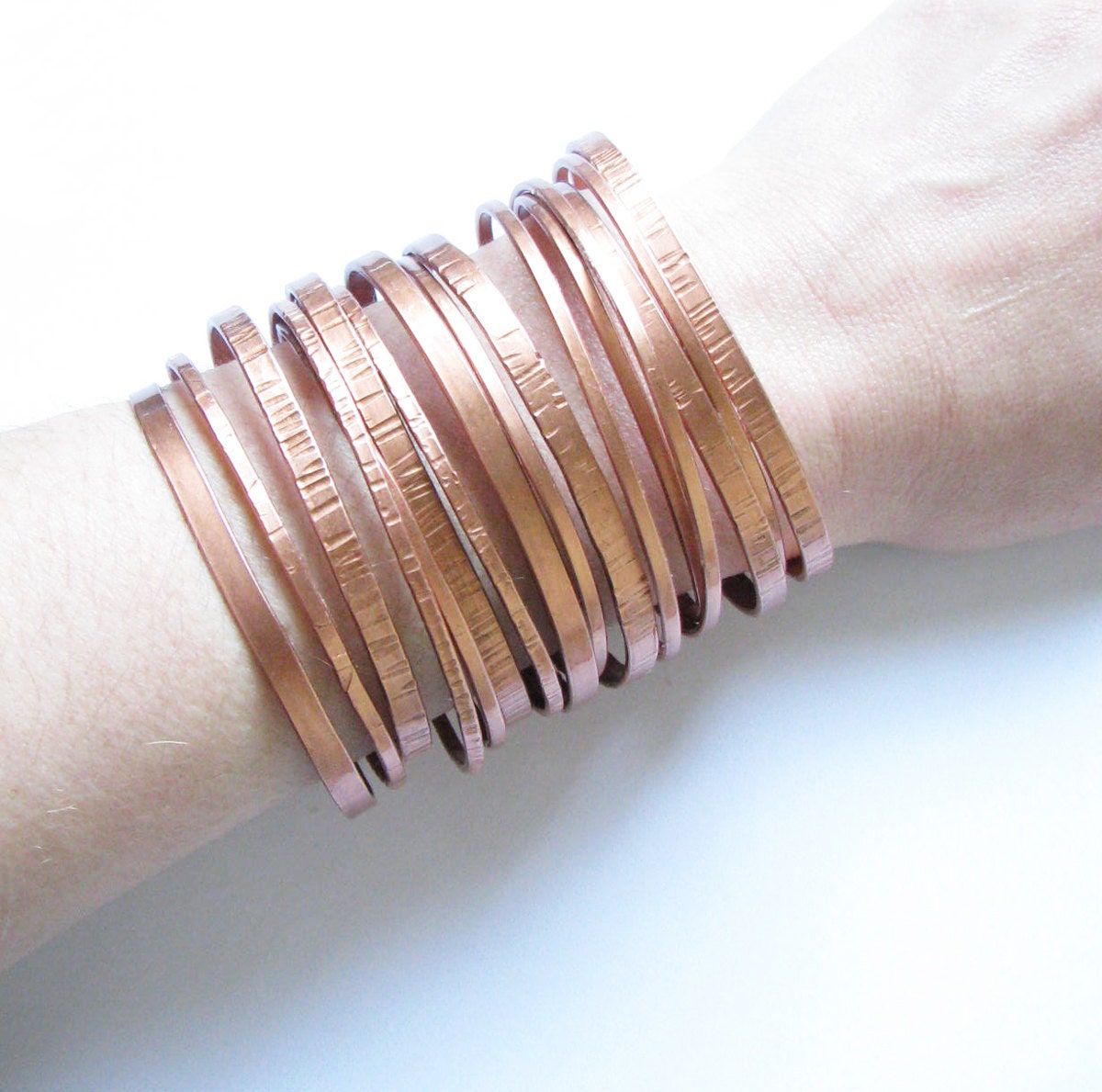 Copper Cuff Bracelet - Layered Bangles Bracelet - Nomad Gypsy - Handmade Copper Jewelry  - Unisex