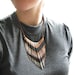 Copper Necklace - Fringe Metal Necklace - Multi V silver and black lacquer stripes - Copper Jewelry