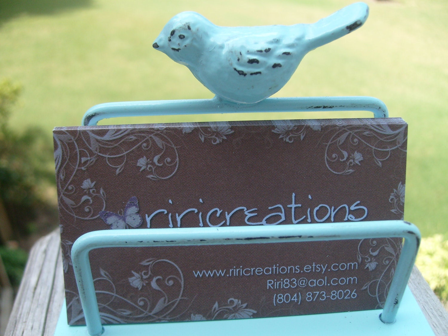 Bird business card holder, mothers day, as seen in Bird Talk magazine,shabby chic robin's egg blue, 26 more colors
