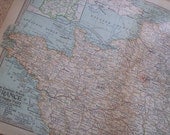 1911 Map Northern France - Vintage Antique Map Great for Framing 100 Years Old
