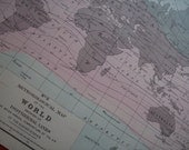 1867 Mitchell's World Map - Isothermal Lines Average Temperature - Vintage Antique Map Great for Framing 100 Years Old
