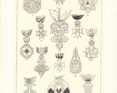 1903 Orders Medals Print I - Vintage Antique Home Decor Book Plate Art Illustration for Framing 100 Years Old