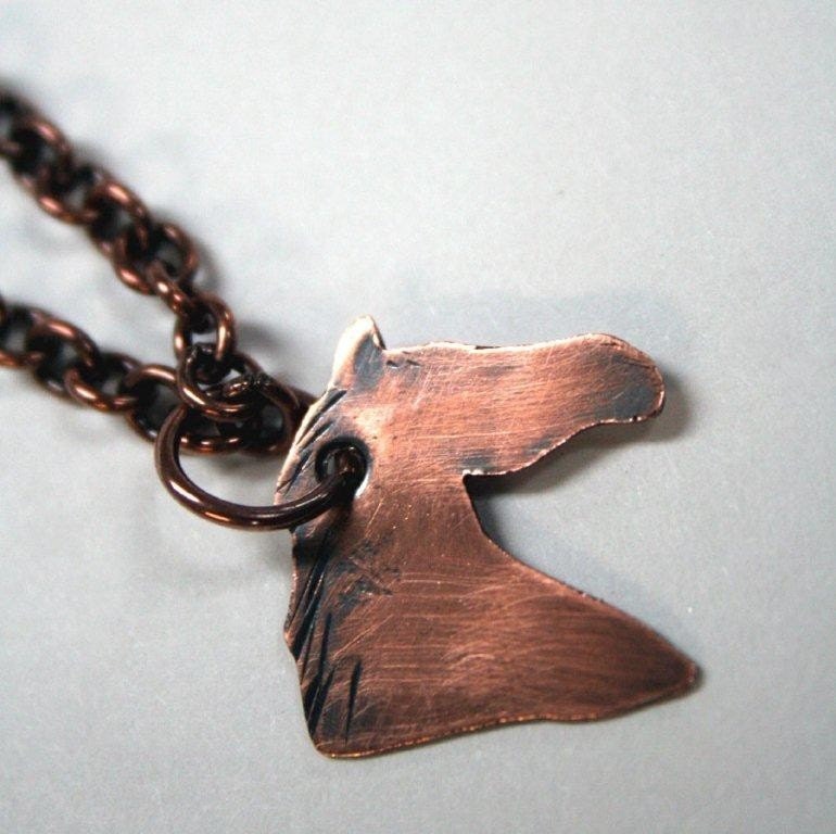 Copper Horse Head Pendant Necklace