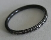 Stacking Ring, Oxidized Sterling Silver,  Free Shipping - Bark