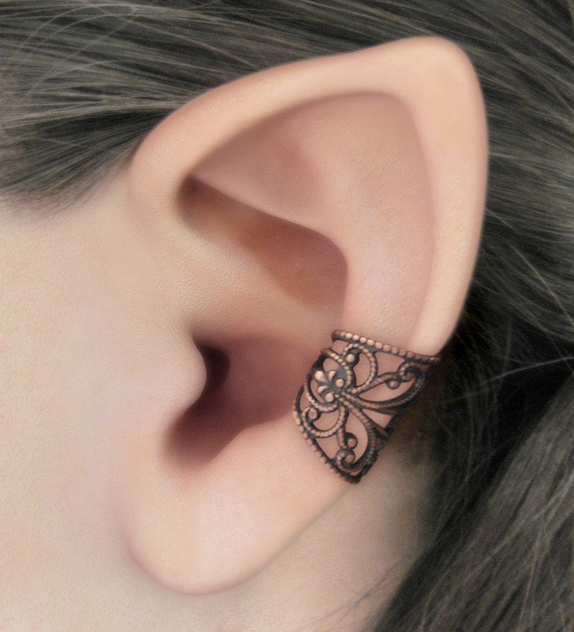 Soft Whispers - Copper Filigree Ear Cuff