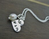 Personalized Hand Stamped Sterling Silver Necklace Pearl of Love