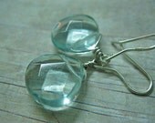 Faceted Briolette Light Aqua Blue Quartz Earrings