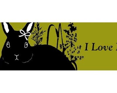 I Love My Bun Bumper Sticker - Original Design - Girl Bunny - Olive - Black Rabbit