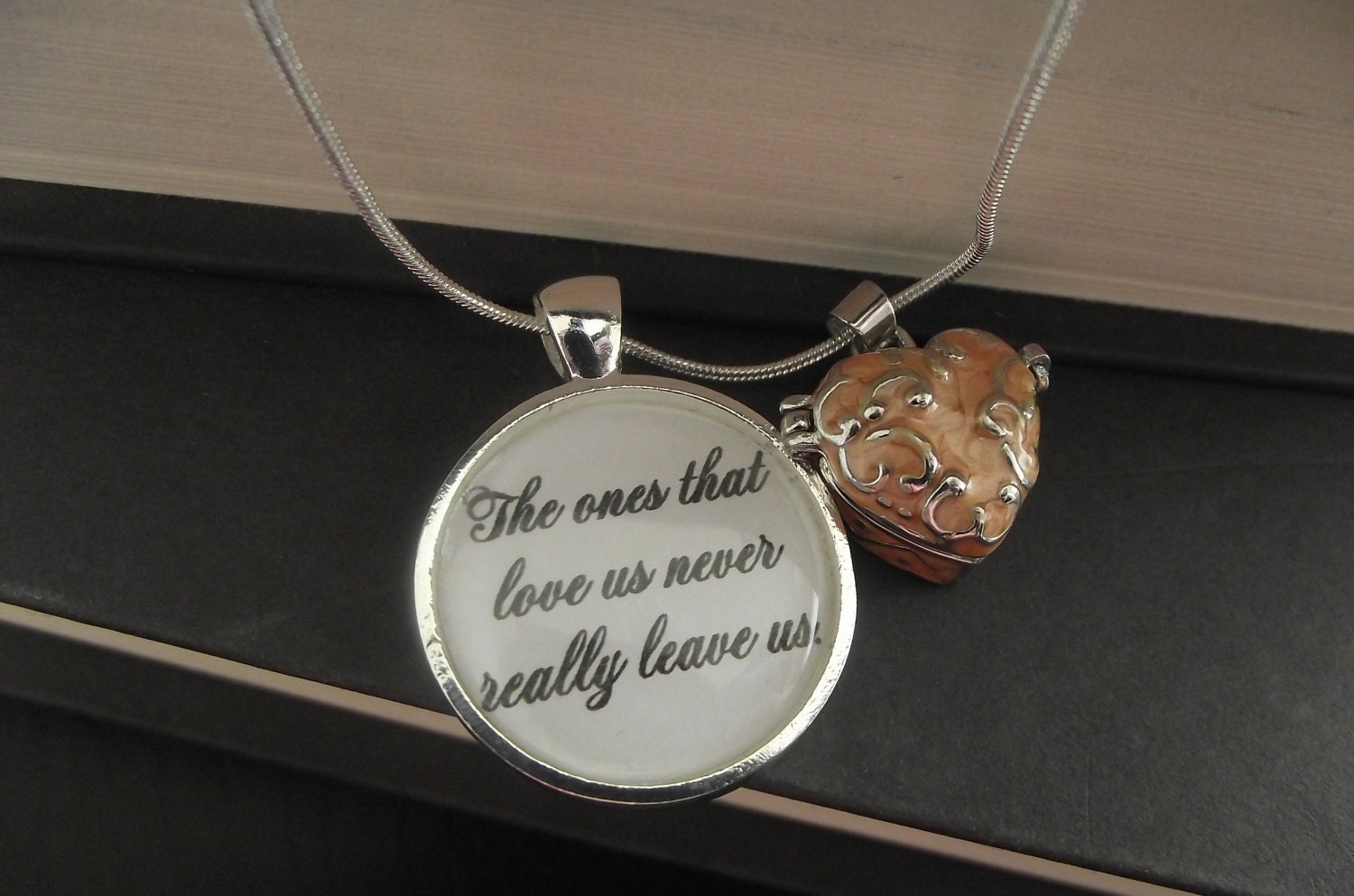 The ones that love us never really leave us- Harry Potter-Blue heart box- buy two get one free- 16" or 18" snake chain- READY TO SHIP