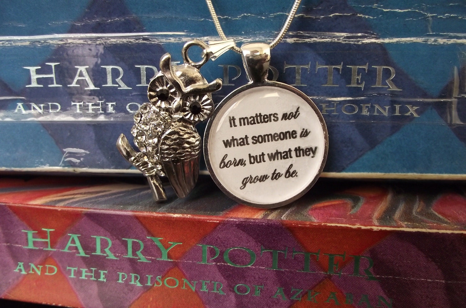 It matters not what someone is born, but what they grow to be- Harry Potter- buy two get one free- 16" or 18" snake chain- READY TO SHIP