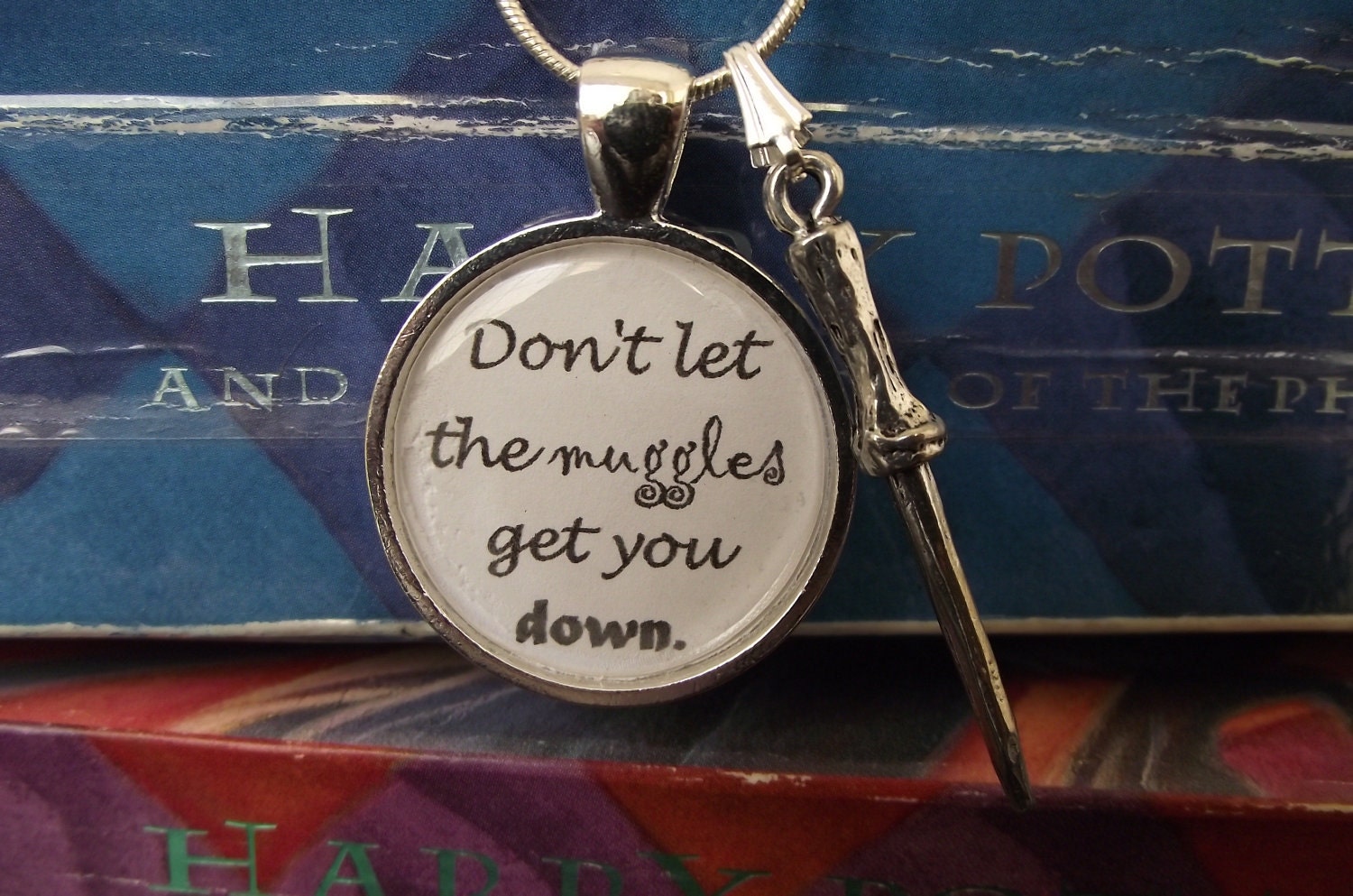 Don't let the Muggles get you down- Harry Potter- buy two get one free- 16" or 18" snake chain- READY TO SHIP