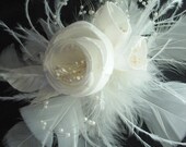Wedding Flower and Feather Fascinator, Bridal Fascinator