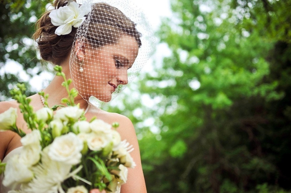 Bridal Birdcage Veil  as seen in StyleMePretty blog-- Ready to Ship
