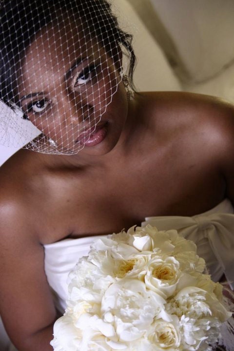 Ivory Bridal Full Birdcage Veil, or White Wedding Birdcage Veil - as seen in the StyleMePretty wedding blog