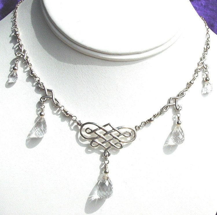 White Topaz Briolette & Sterling Silver Necklace