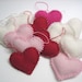 Light Pink Beaded Heart Valentines Day Ornaments Handmade from Felted Wool Sweaters (no.270)