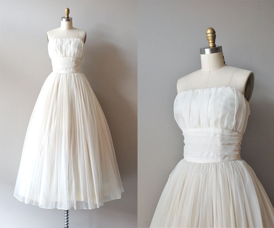 50s wedding dress / 1950s dress / Whipped Chiffon dress - DearGolden